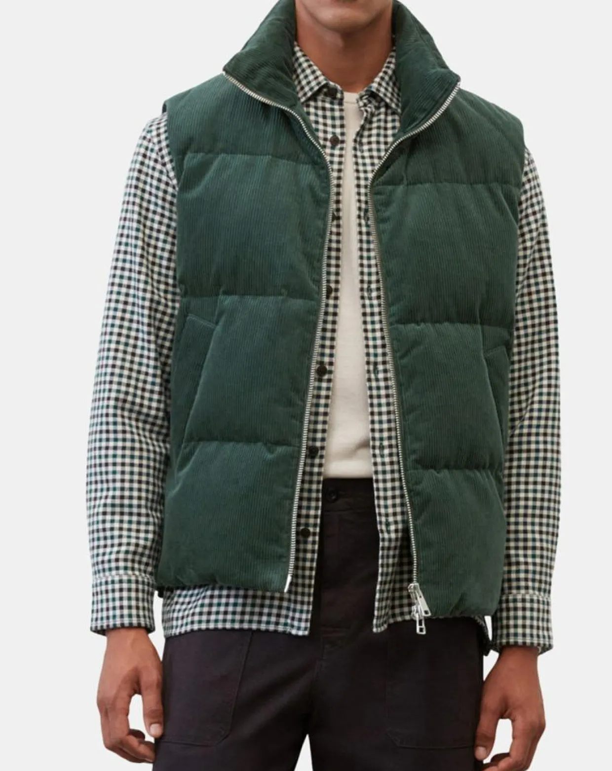 Doudoune sans manches en Velours milleraies 100% Coton Bio verte-Marc O'Polo Hot