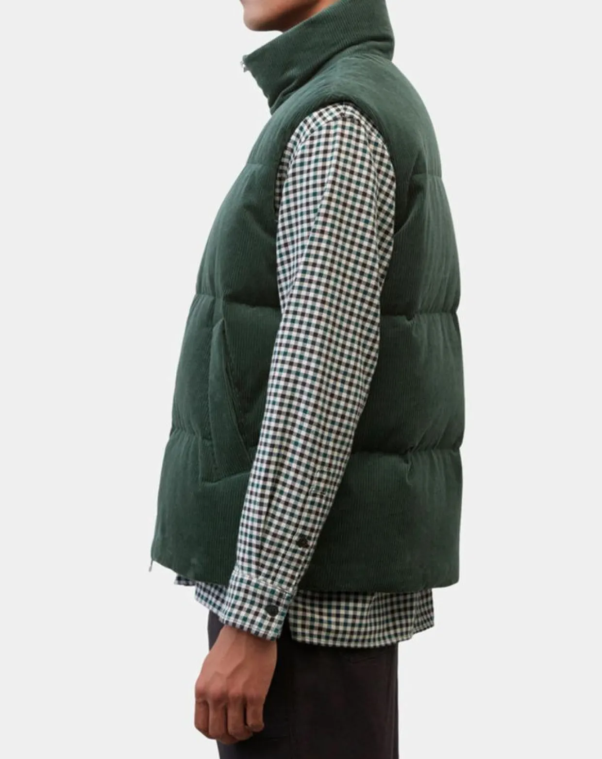 Doudoune sans manches en Velours milleraies 100% Coton Bio verte-Marc O'Polo Hot