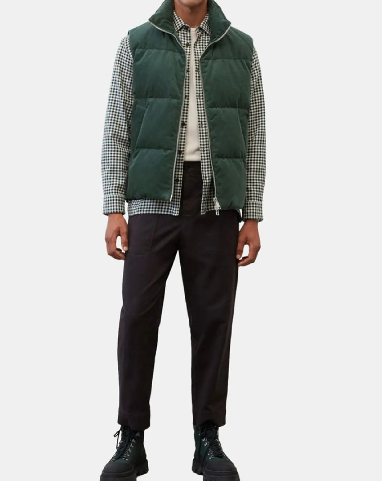 Doudoune sans manches en Velours milleraies 100% Coton Bio verte-Marc O'Polo Hot