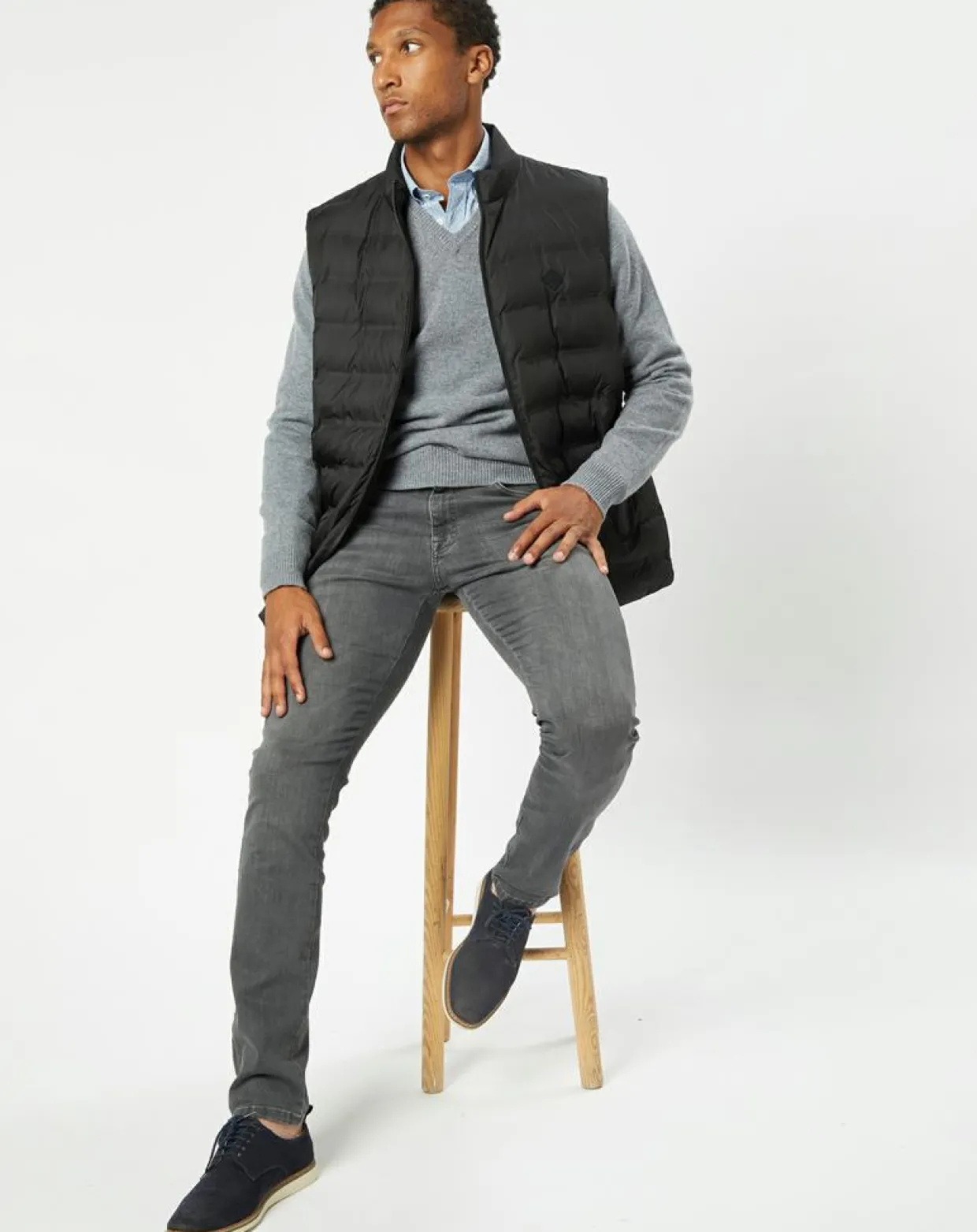 Doudoune sans manches unie noire-Hackett London Outlet