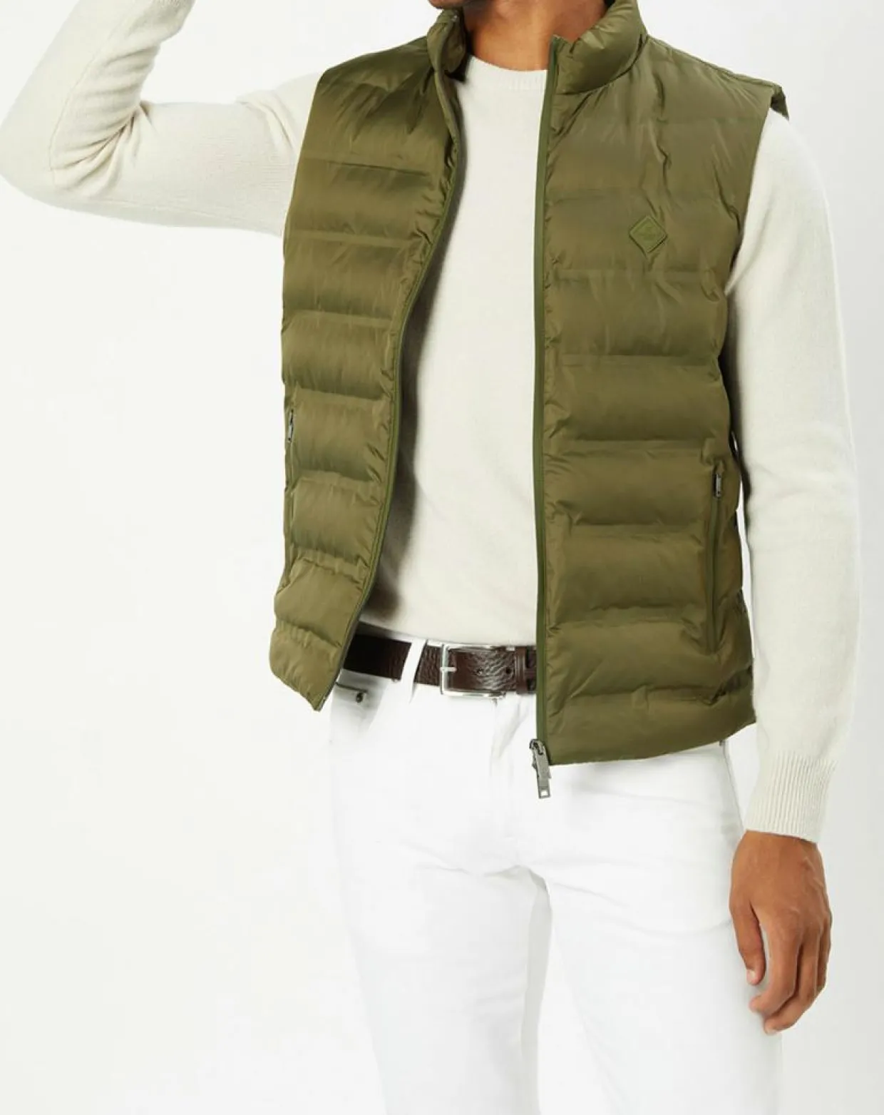 Doudoune sans manches unie kaki-Hackett London Hot
