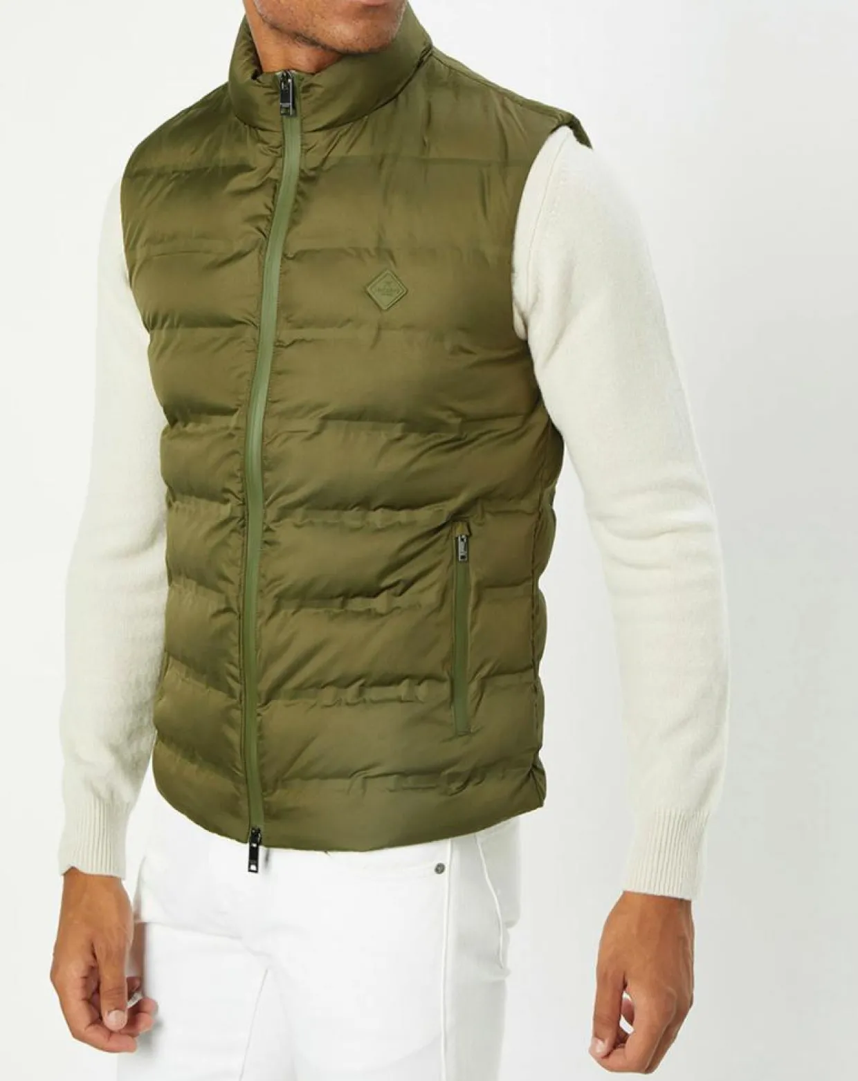 Doudoune sans manches unie kaki-Hackett London Hot