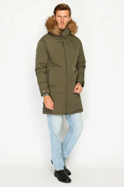 Homme C&Jo Manteaux^Doudoune semi-longue imperméable avec isolation thermique jusqu'à -20 °C kaki