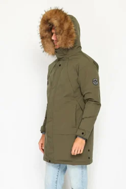 Homme C&Jo Manteaux^Doudoune semi-longue imperméable avec isolation thermique jusqu'à -20 °C kaki