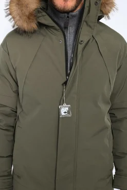 Homme C&Jo Manteaux^Doudoune semi-longue imperméable avec isolation thermique jusqu'à -20 °C kaki