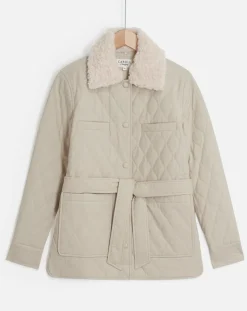 Femme Caroll Manteaux^Doudoune Vancouver col fausse fourrure beige