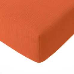 Drap Housse 100% Gaze de Coton Lavé - Bonnet 30 cm safran mineral|safran-Baton Rouge Best