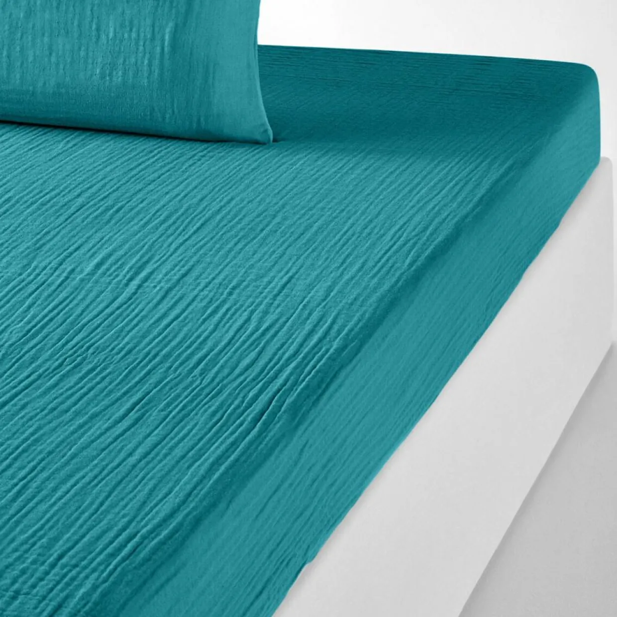 Drap housse 100% Gaze de coton bonnet 30 cm bleu-Baton Rouge Hot