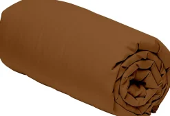 Home Collection Linge De Lit, Ensembles^Drap housse 100% Percale de Coton ocre