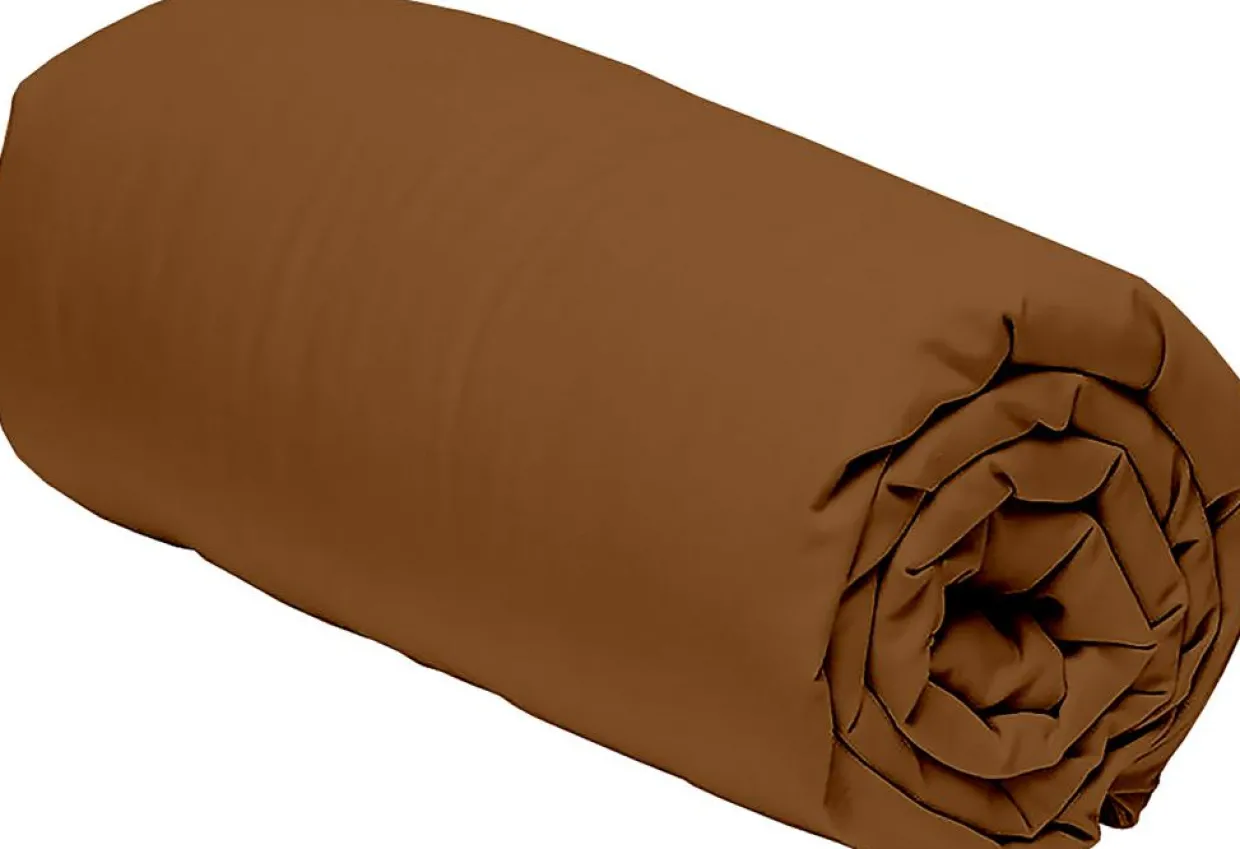 Home Collection Linge De Lit, Ensembles^Drap housse 100% Percale de Coton ocre