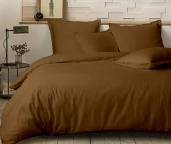 Home Collection Linge De Lit, Ensembles^Drap housse 100% Percale de Coton ocre