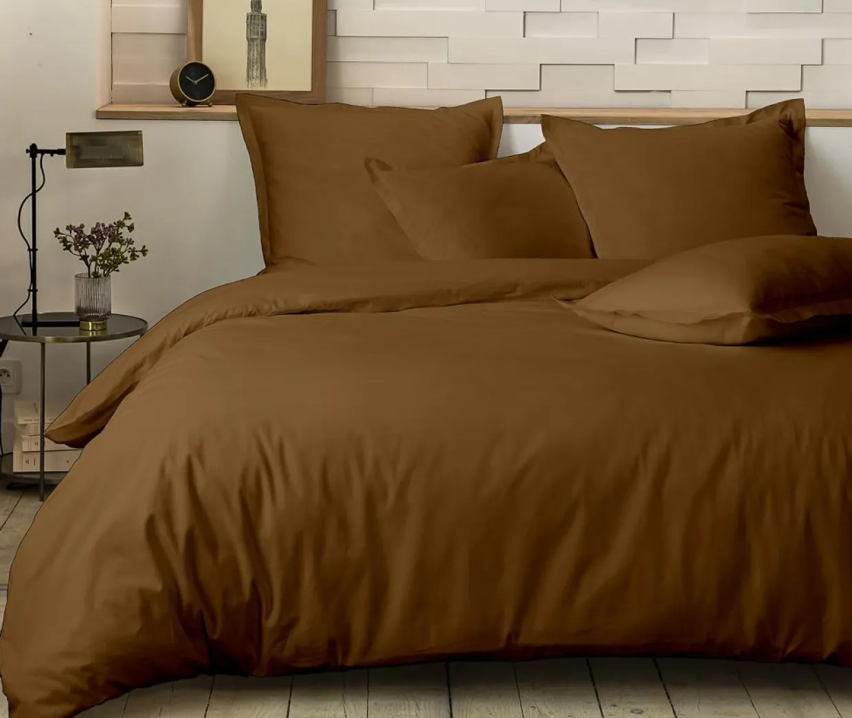 Home Collection Linge De Lit, Ensembles^Drap housse 100% Percale de Coton ocre