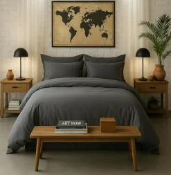 Drap housse 100% Percale de Coton gris magnet-Baton Rouge Online