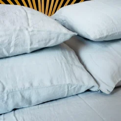Bed and Philosophy Linge De Lit, Ensembles^Drap housse en lin lavé bleu 140x200cm