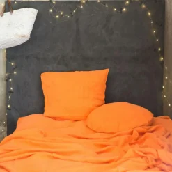 Drap housse en lin lavé terracotta 140x200cm-Bed and Philosophy Discount
