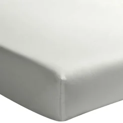 Drap housse en percale de coton lavé bonnet 30 cm gris perle-Baton Rouge Sale