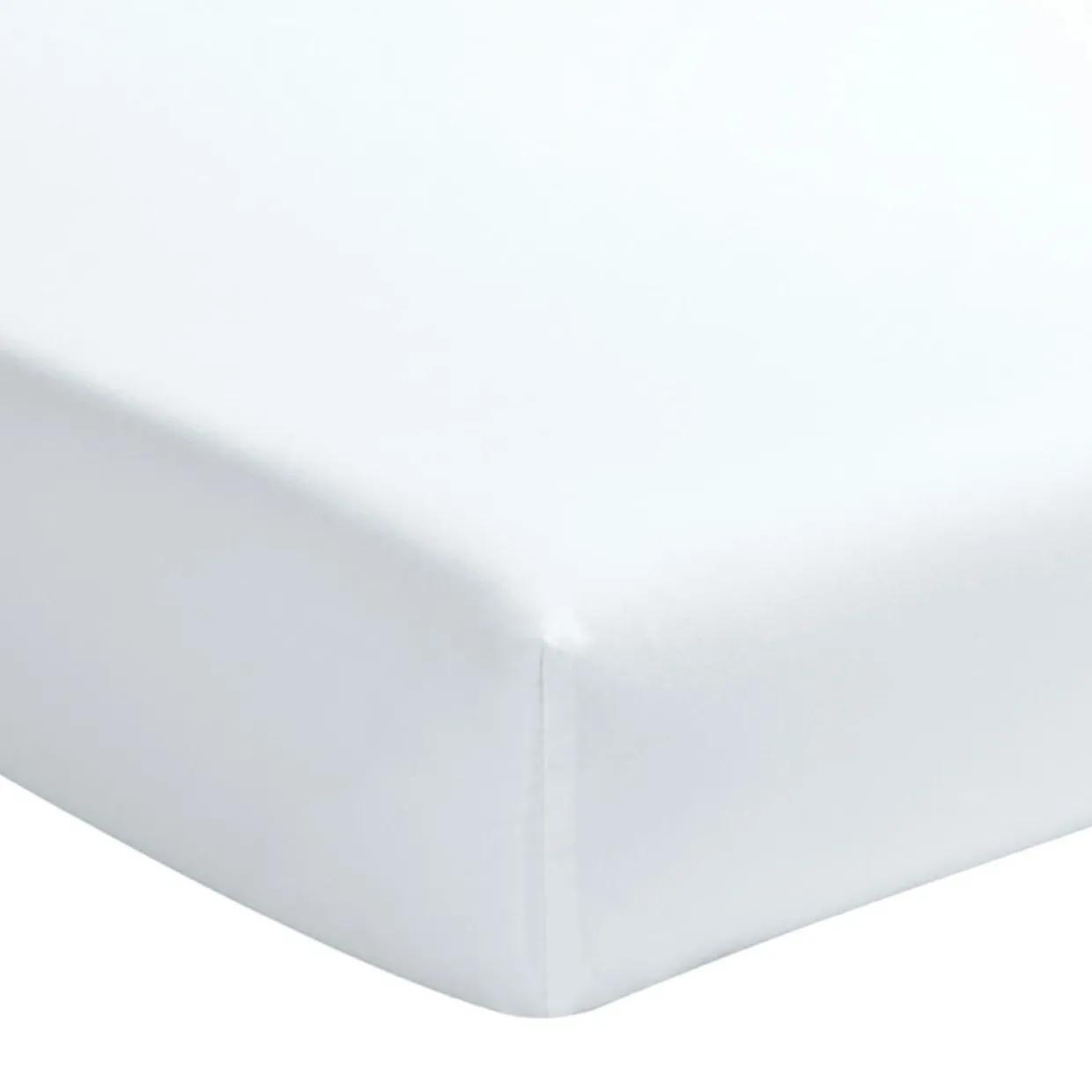 Drap housse en percale de coton lavé bonnet 30 cm blanc nuage-Baton Rouge