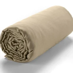 Drap housse satin de coton lavé bonnet 30 cm beige-Baton Rouge Hot