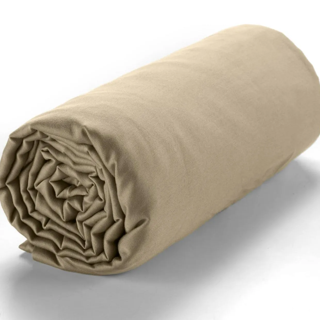 Drap housse satin de coton lavé bonnet 30 cm beige-Baton Rouge Hot