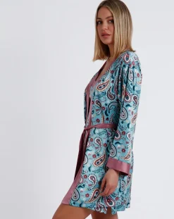 Déshabillé Garden bleu/rose-Admas Sale