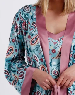 Déshabillé Garden bleu/rose-Admas Sale