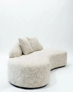 Dune - Canapé arrondi 3 places en tissu beige-Uniqka Hot