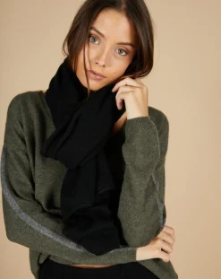 Echarpe 100% Cachemire Cascade noire - 200x70 cm-Cashmere Tribu