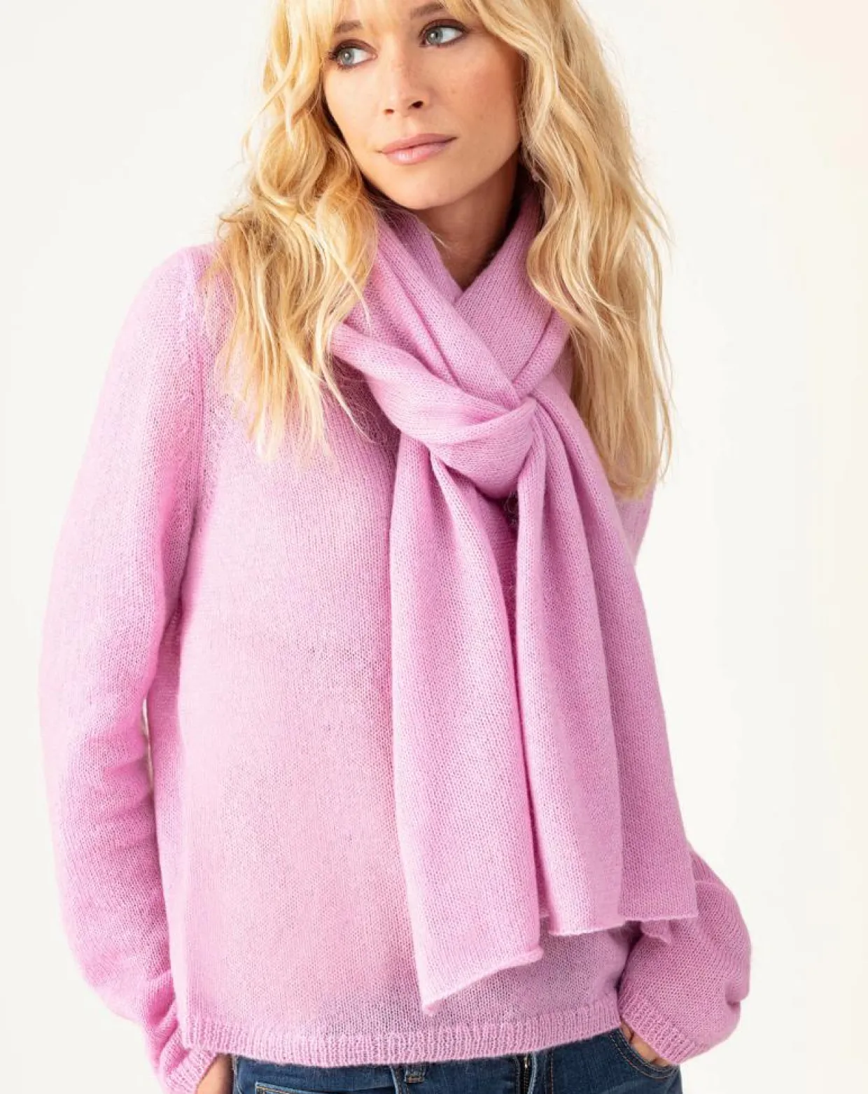 Echarpe en Kidmohair & Laine Lisam lilas - 50x90 cm-Indies New