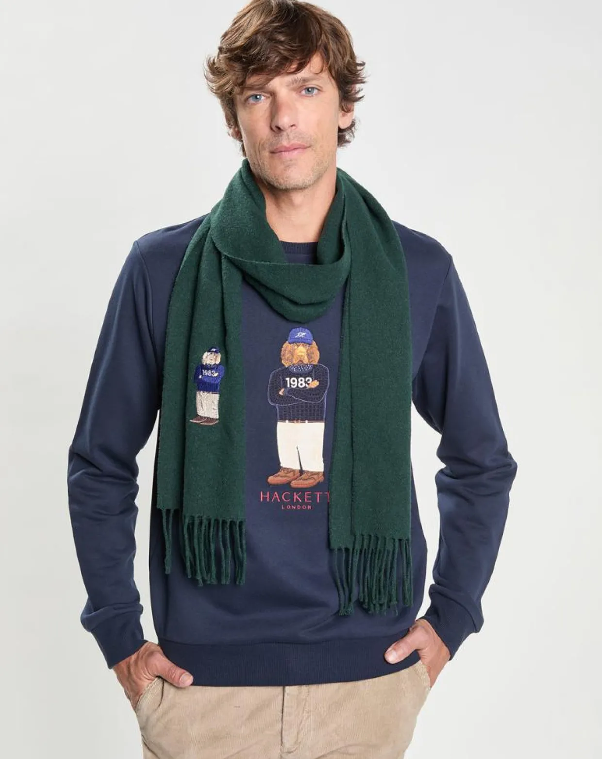 Homme Hackett London Echarpes, Foulards^Echarpe en Laine mélangée Harry Dog vert foncé - 180x30 cm