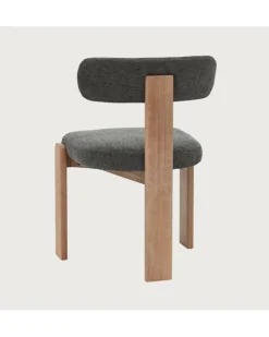 Uniqka Chaises^Elani - Chaise salle à manger en tissu gris piétement en bois blanchis