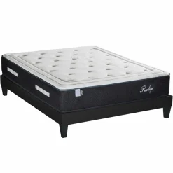 Ensemble Matelas + Sommier en bois Privilège anthracite/blanc - 180x200 cm-Bellecour New