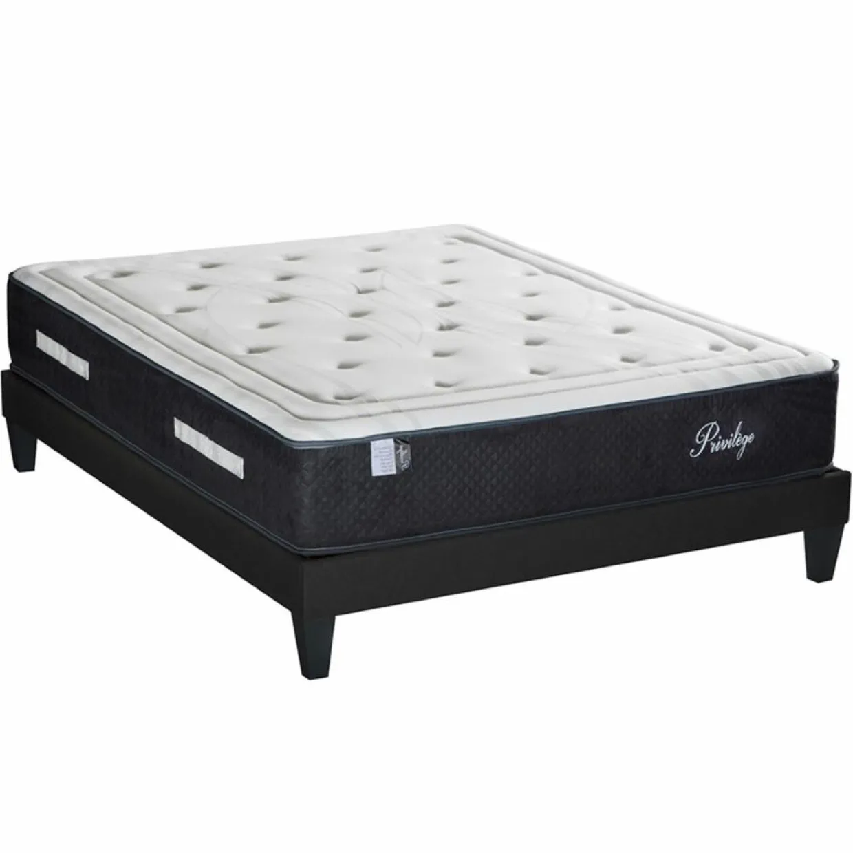 Bellecour Linge De Lit, Ensembles^Ensemble Matelas + Sommier en bois Privilège anthracite/blanc - 140x190 cm