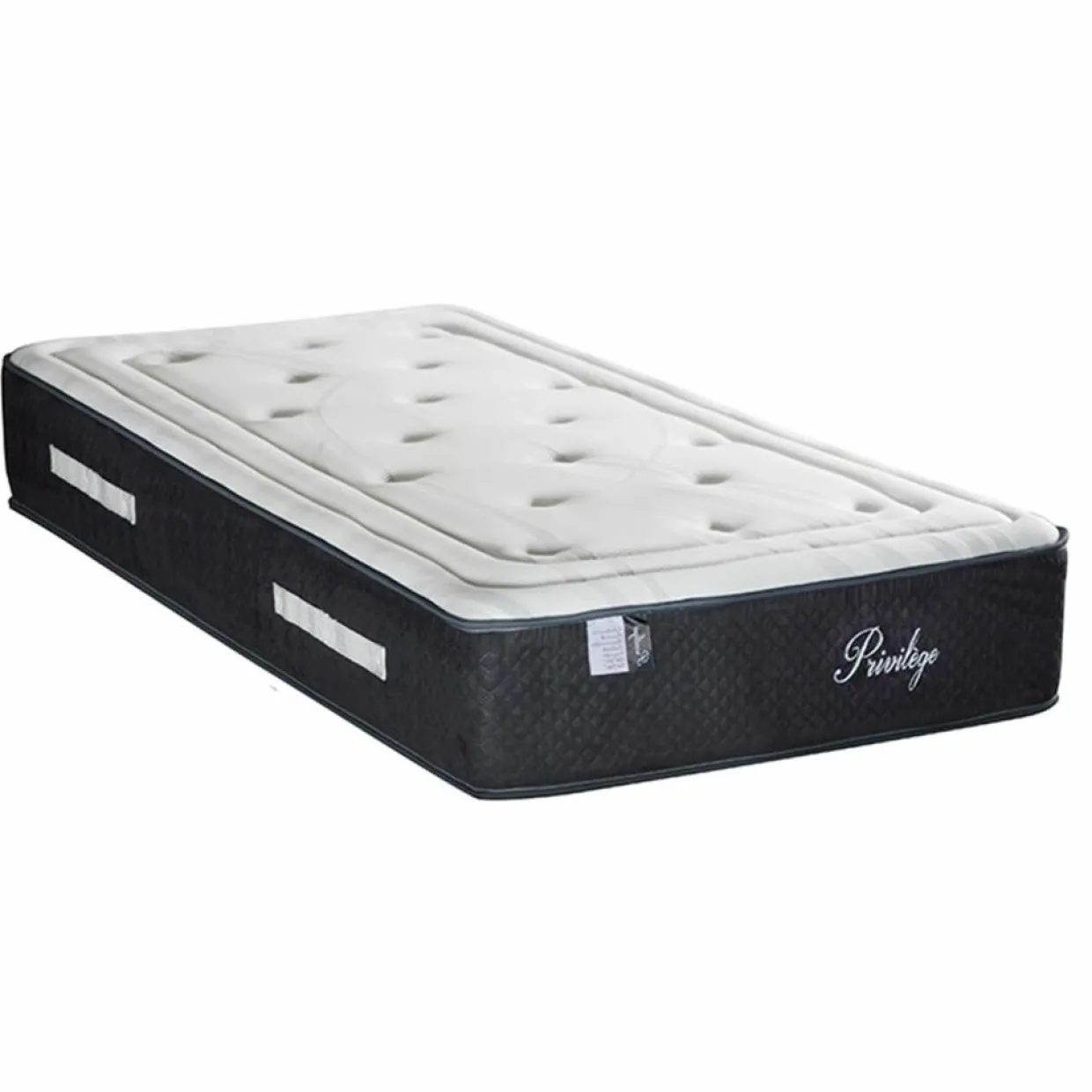Ensemble Matelas + Sommier en bois Privilège anthracite/blanc - 90x190 cm-Bellecour New
