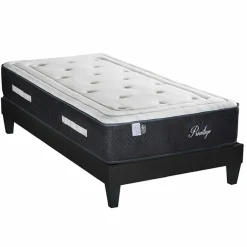 Ensemble Matelas + Sommier en bois Privilège anthracite/blanc - 90x200 cm-Bellecour Online