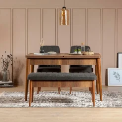 Ensemble Table + 2 Chaises + 1 Banc Vina 1053 beige/anthracite-Wooden Art Sale