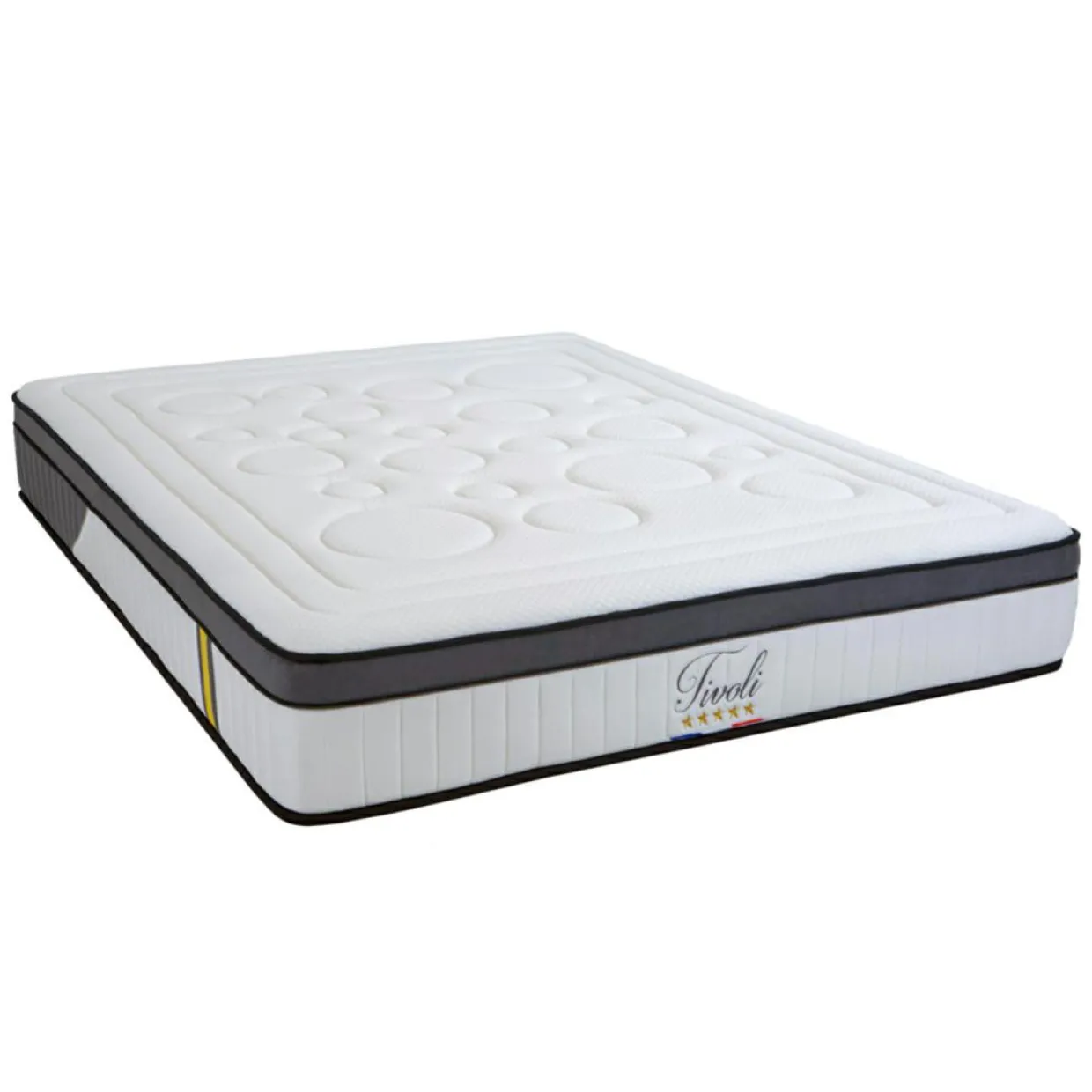 Ensemble Tivoli Matelas Mémoire de forme + Sommier Bois blanc/noir - 160x200 cm-Bellecour Clearance