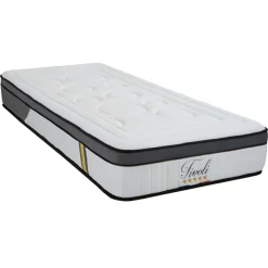 Bellecour Lits^Ensemble Tivoli Matelas Mémoire de forme + Sommier Bois blanc/noir - 90x190 cm