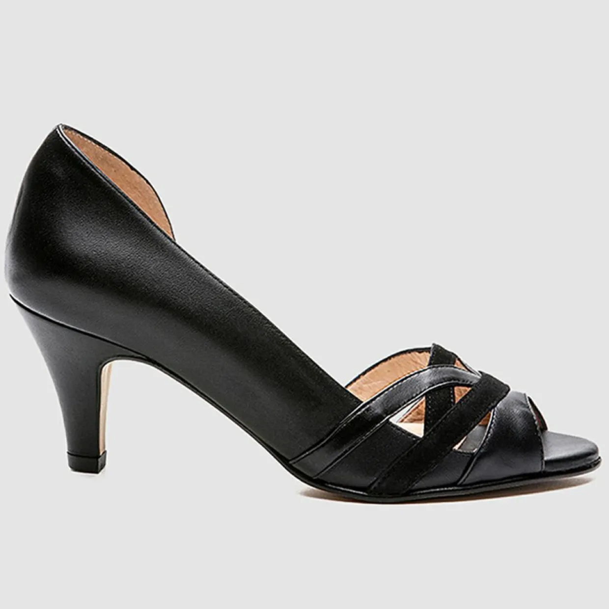 Femme Cosmoparis Escarpins^Escarpins en Cuir et Velours de Cuir Laveda noirs - Talon 7 cm