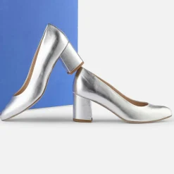 Femme Cosmoparis Escarpins^Escarpins en Cuir Wougy argentés - Talon 6 cm