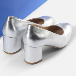 Femme Cosmoparis Escarpins^Escarpins en Cuir Wougy argentés - Talon 6 cm