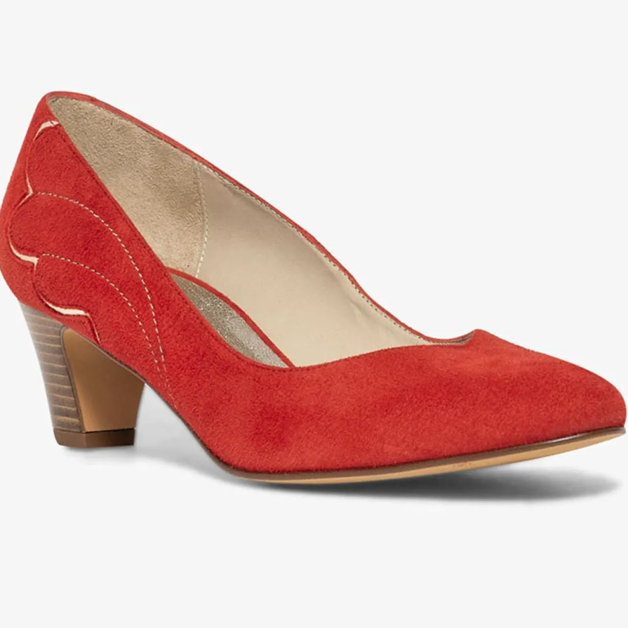 Escarpins en Velours de Cuir Irlande rouges - Talon 5 cm-Bocage Online