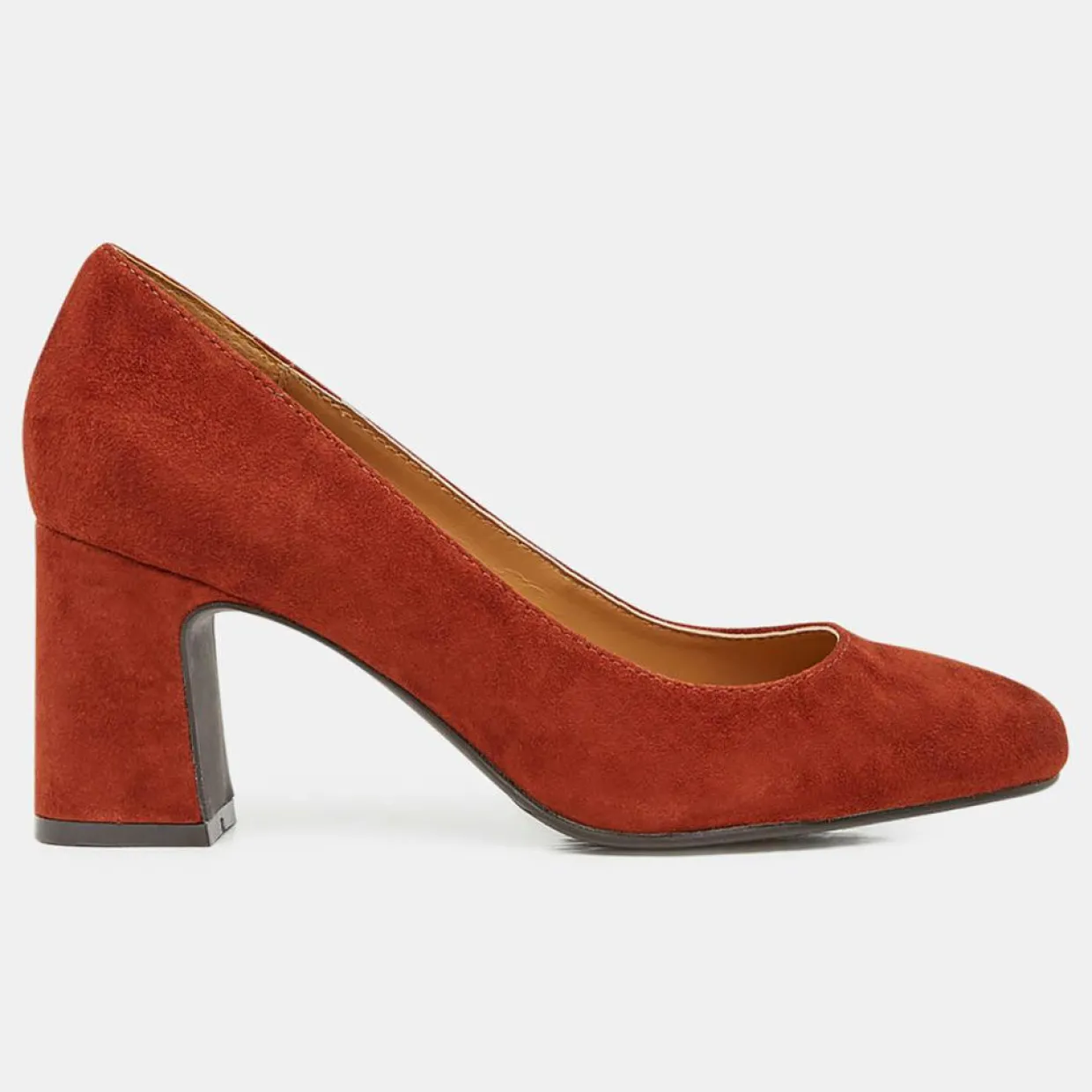 Femme Galeries Lafayette Escarpins^Escarpins en Velours de Cuir Louis XV orange brique - Talon 7.5 cm