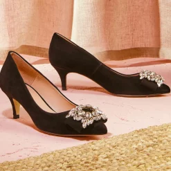Femme Cosmoparis Escarpins^Escarpins en Velours de Cuir Memia noirs - Talon 6 cm