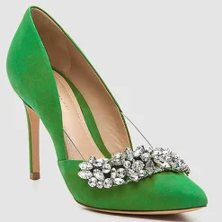 Escarpins en Velours de Cuir Adia verts - Talon 8 cm-Cosmoparis New