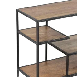 Etagere basse industrielle manguier stockholm naturel ciré - 210x35x60 cm-Bois & Chiffons Discount