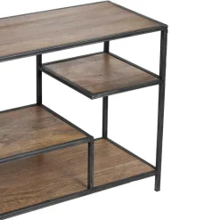 Etagere basse industrielle manguier stockholm naturel ciré - 210x35x60 cm-Bois & Chiffons Discount