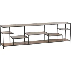 Etagere basse industrielle manguier stockholm naturel ciré - 210x35x60 cm-Bois & Chiffons Discount