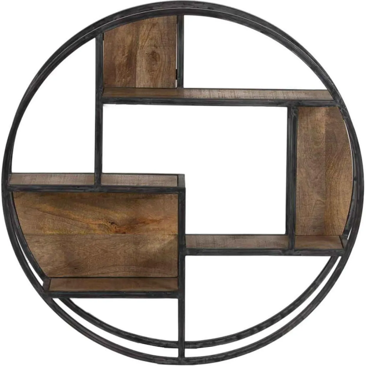 Bois & Chiffons Etagères^Etagere bois metal ronde manguier stockholm naturel ciré - 80x16x80 cm
