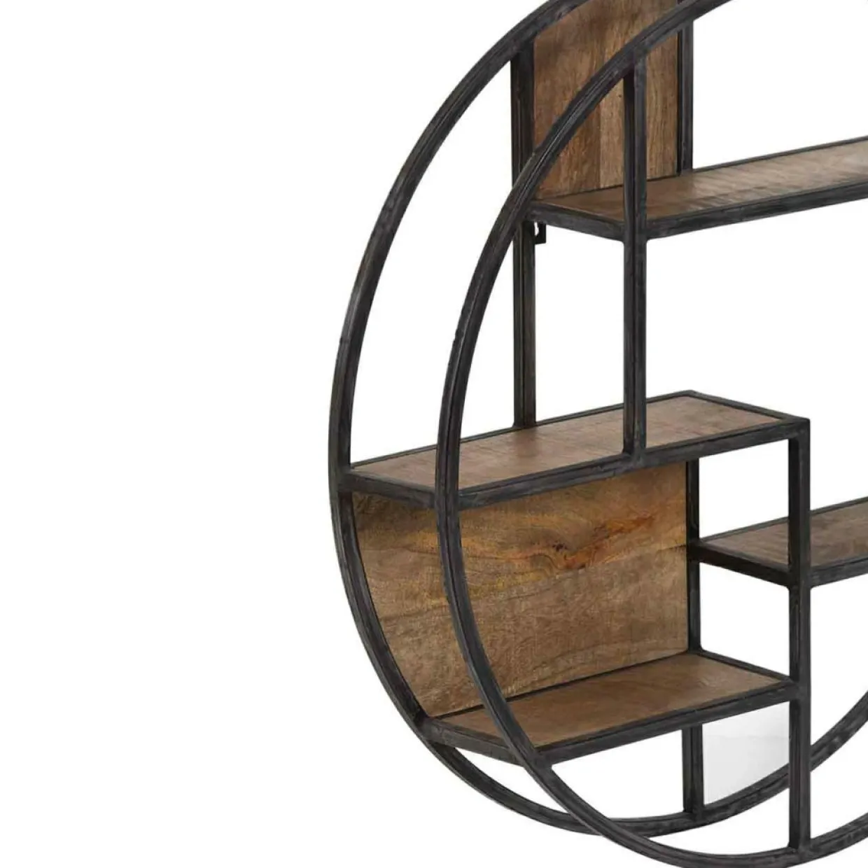 Bois & Chiffons Etagères^Etagere bois metal ronde manguier stockholm naturel ciré - 80x16x80 cm
