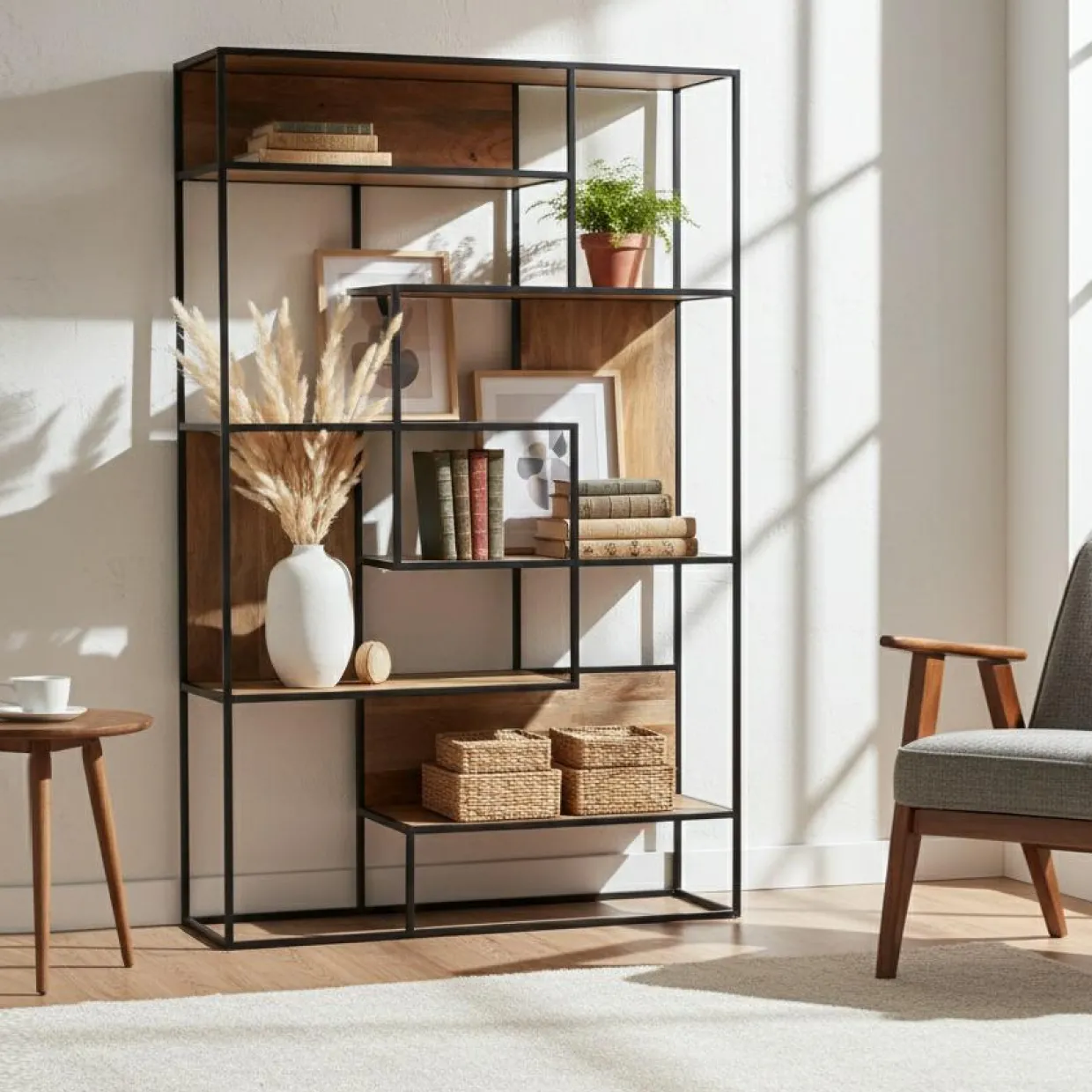 Etagère de bibliothèque design Mango Stockholm Marron - 115x35x174 cm-Bois & Chiffons New